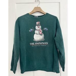 Snowman Sweatshirt Vintage The Snowman an‎ American Tradition Green Size LRG